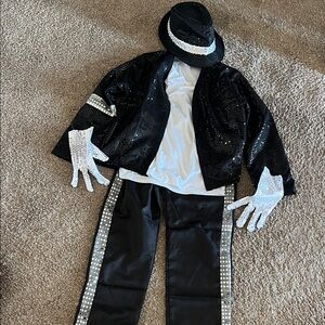 Kids Micheal Jackson Black Sequin Costume Set
